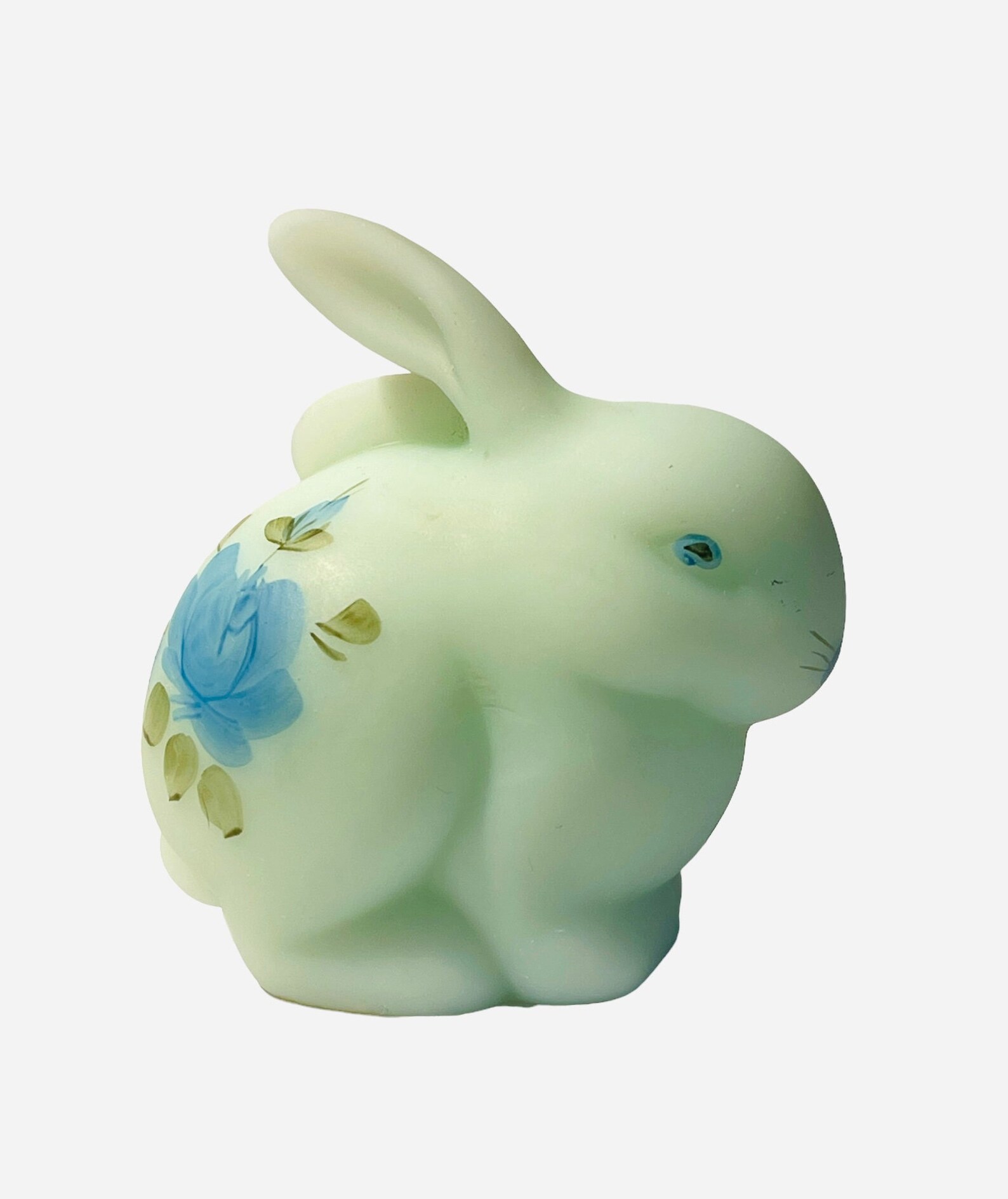 Beautiful Fenton Hand Painted Bunny Rabbit Figurinefloral Etsy