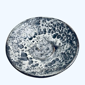 Fabulous Lava Style  Studio Pottery Bowl -  Black Grey and Beige Glaze - Signed Art Pottery Bowl - Excellent Condition - Mid Century Bowl