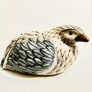 Rare Xochiquetzal Teresa Duran Tonala Pottery Large Quail Bird Figurine - Quail Lover Gift - Beautiful Quail Figurine - Signed Quail