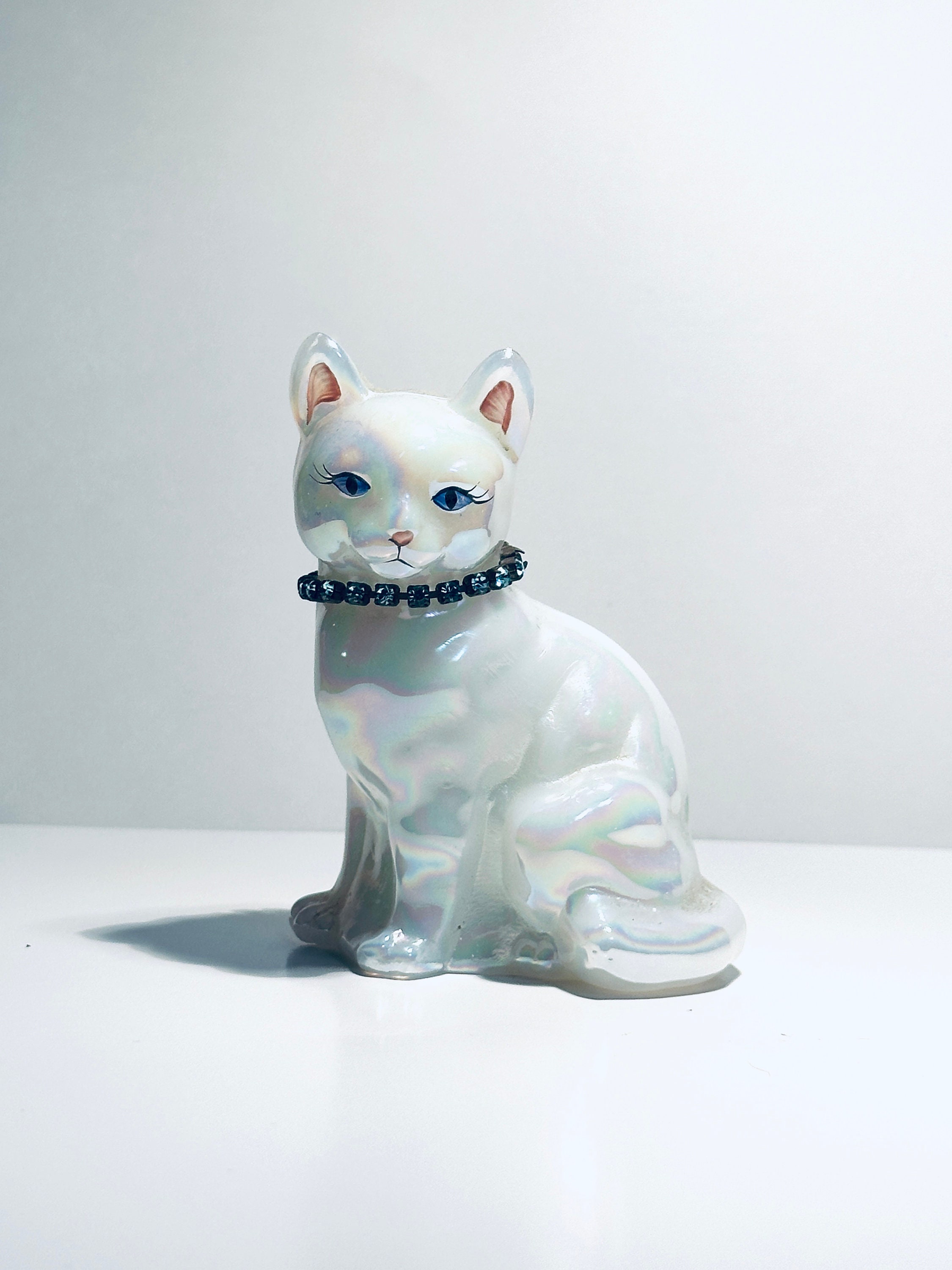 FENTON 花柄 CAT キャット 猫 フェントン ブルーガラス 置物 フェントン/Fenton の美しいアートガラス 猫☆ネコ | PLANETARIUM