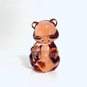 Pink Fenton Glass Bear Figurine - Vintage Fenton Art Glass Bear -Bear Lover Gift - Fenton Collector - Paperweight - Valentine&#39;s Day Gift