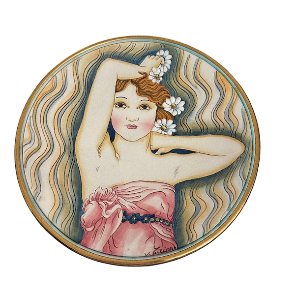 Art Nouveau Wall Plate-Gigi-Veneto Flair La Femme Series-Limited Edition-Boho Style Plate-1979-Made in Italy