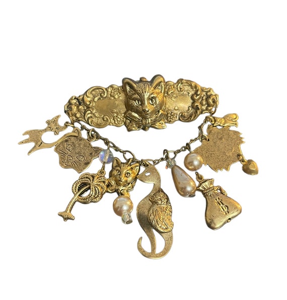 Vintage cat pin brooch - Gem