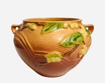 Gorgeous Roseville Snowberry Jardinière Bowl 1940&#39;s Pottery #1J4 - Roseville Bowl Vase Pot - Pottery Collector Gift