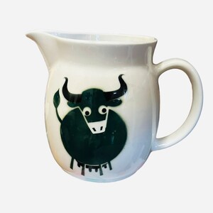 Arabia Finland Pitcher - Green Bull - Finnish Pottery - Kaj Franck Cow Pitcher Jug- Green Bull- MCM - Farmhouse Kitsch - Cottage Decor