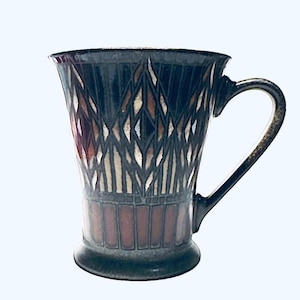 Vintage Denby Langley Stoneware Pottery Coffee Mug -  Tea Cup - Made in England - Gatsby Deco Pattern
