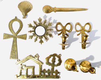 Assorted Vintage Brass Items! Your Choice! Candleholders - Hooks - Ankh - Key Holder - Letter Opener - Brass Pagoda - Unicorn Frame