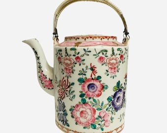 Antique Hand-Painted Floral Teapot - Mid-Century Japanese Porcelain