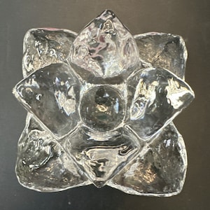 Kosta Boda Snowstar Candlestick - Glass Candle Holder - Sweden - Swedish Glass - Engagement or Mother&#39;s Day Gift - Vintage Glass Lover Gift