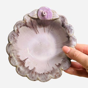 Lovely Studio Pottery Bowl - Ceramic Bowl - Lavender and Brown Glazed Bowl - Handmade Ceramic Art Piece - Maryland Artist - Trinket Dish
