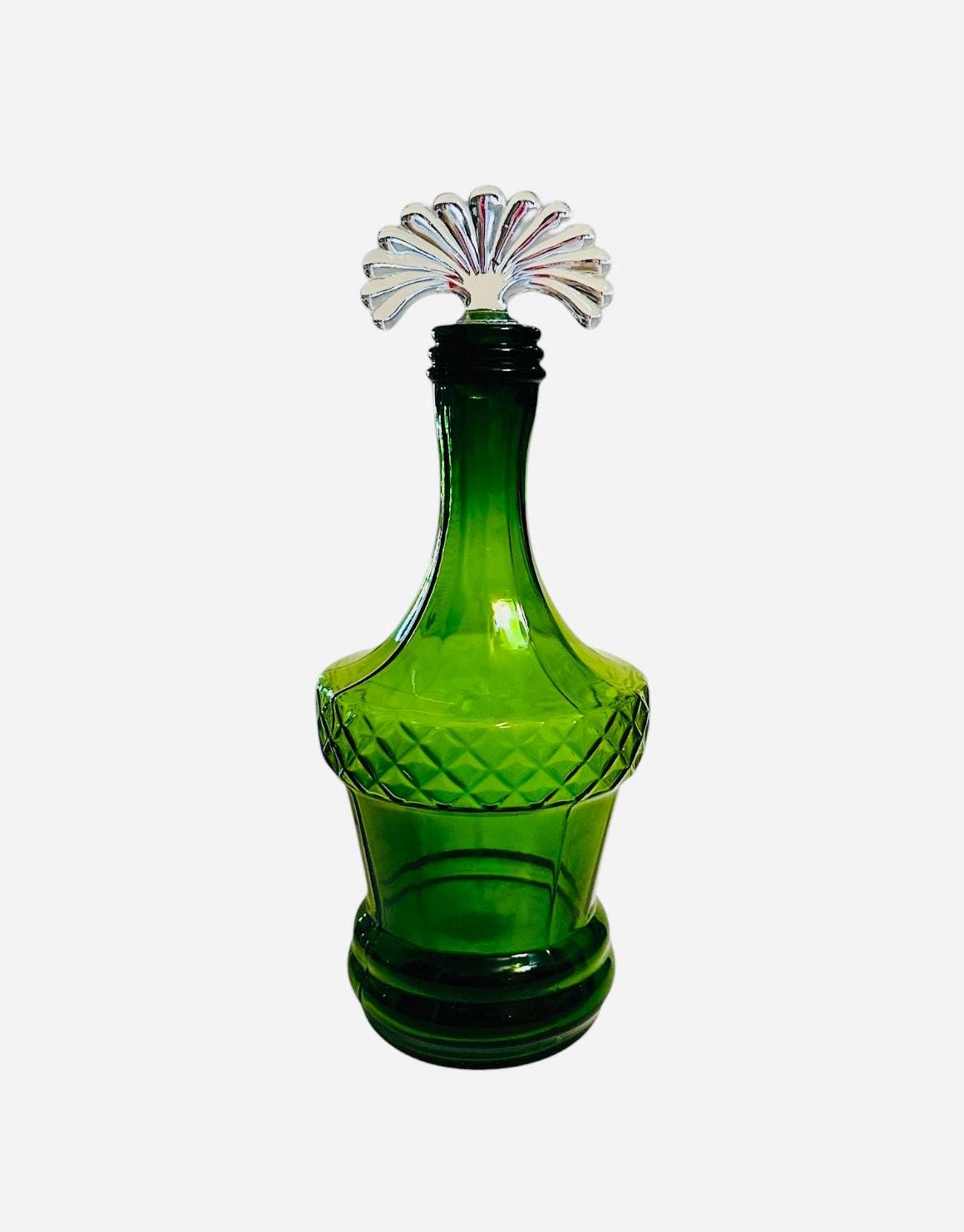 Vintage New Martinsville Emerald Green Decanter – Lady Astor Fan