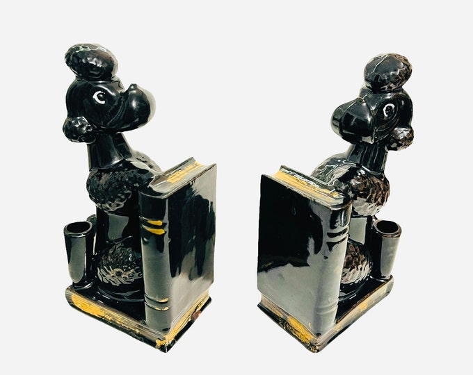 Vintage Poodle Bookendsblack or Dark Brown Poodlesvintage Etsy