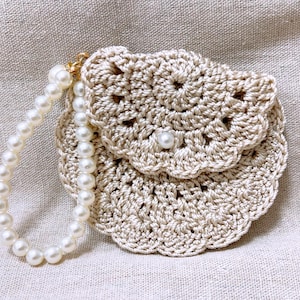 Handmade Crochet Pouch (Beige - Small)