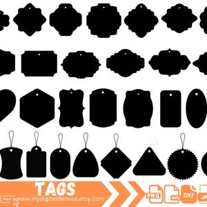 Tag SVG, Tags SVG Bundle, Tags Template, DXF, Label,Cloth, Gift, Custom, gift bag Tags Template, Cut File Label Svg Tag Shapes, Shopping Tag