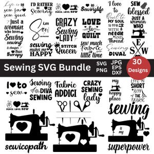 Nähen SVG Bundle / Cut Files / Kommerzielle Nutzung / Cricut / Clip Art / Nähmaschine SVG / Crafting SVG / Love Sewing / Tailor SVG