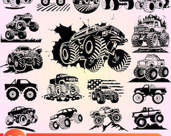 Monster Truck SVG PNG Bundle, Transportation Clipart, Monster Truck Vector, Monster Truck Shirt, Car SVG, Off Road Svg, Instant Downloads