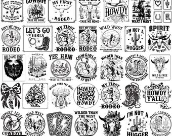 Western Cowboy SVG PNG Bundle, Western Svg, Cowboy Cowgirl Wild West Rodeo Svg, Country Graphics, Howdy PNG, Rodeo Svg, Cut Files For Cricut