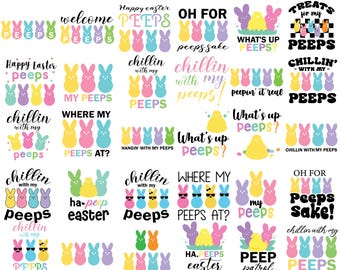 Easter Peeps Svg Bundle, Kids Easter Svg, Easter Bunny Svg, Easter Bundle Svg, Easter Peeps Png, Easter Sign Svg, Chillin with my peeps Svg