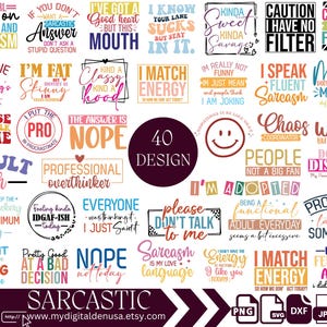 Sarcastische SVG-bundel, sarcastische Svg, grappige Svg, grappige citaten Svg, sarcastische gezegden Svg bundel, Sassy Svg citaten shirts, gesneden bestanden voor Cricut
