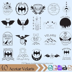 Acotar Velaris svg Bundle, Bat boys svg, Court of Thorns and Roses Svg, Fourth wing svg, To The Stars City of Starlight, Cricut, Silhouette