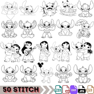 Stitch SVG, Lilo y Stitch SVG, Stitch PNG, Stitch Clipart, Stitch Bundle, Camiseta Stitch, Descarga instantánea, Papel Lilo Stitch
