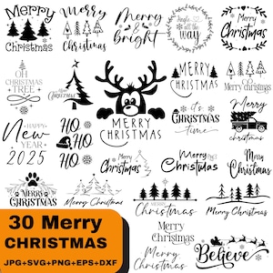 Pacote de texto de Feliz Natal Svg, Feliz Natal Svg, Natal Svg, Cricut Fils, Natal Svg, Inverno svg, Papai Noel SVG, Feriado, Arquivos de corte.
