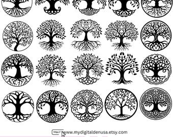 Árbol de la vida (diseño SVG PNG), silueta de árbol, decoración espiritual para el hogar, árbol genealógico, Cricut, árbol celta de la vida (svg), raíces de árboles