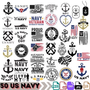US Navy Svg-bundel, US Navy Chief Anchors Svg, USN Chiefs Anchor Vector Clipart, US Navy Military PNG-bundel, 50 Svg Mega Bundle, 2025