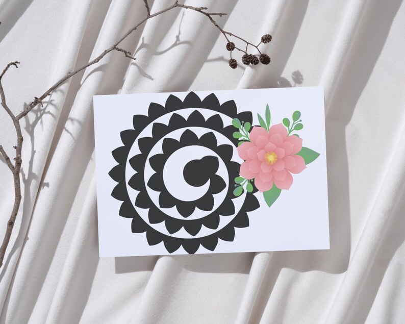 Rullade blommor Svg-paket, rullade pappersblommor, digital pappers Svg, bröllopsblomma Svg, 3D-blomma Svg, rullade blommor mall, klipp för Cricut bild 10