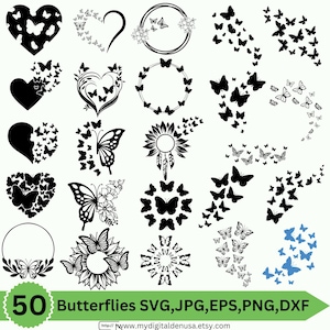 Fliegende Schmetterlinge Svg Bundle, Schmetterling Png, Schmetterling zwart, Layered svg,Design-Layout, Schmetterlingsschwarm svg, Cut Files for Cricut, Silhouette