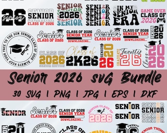 Senior 2026 SVG Bundle: Graduation Shirt Design (Digital Download)