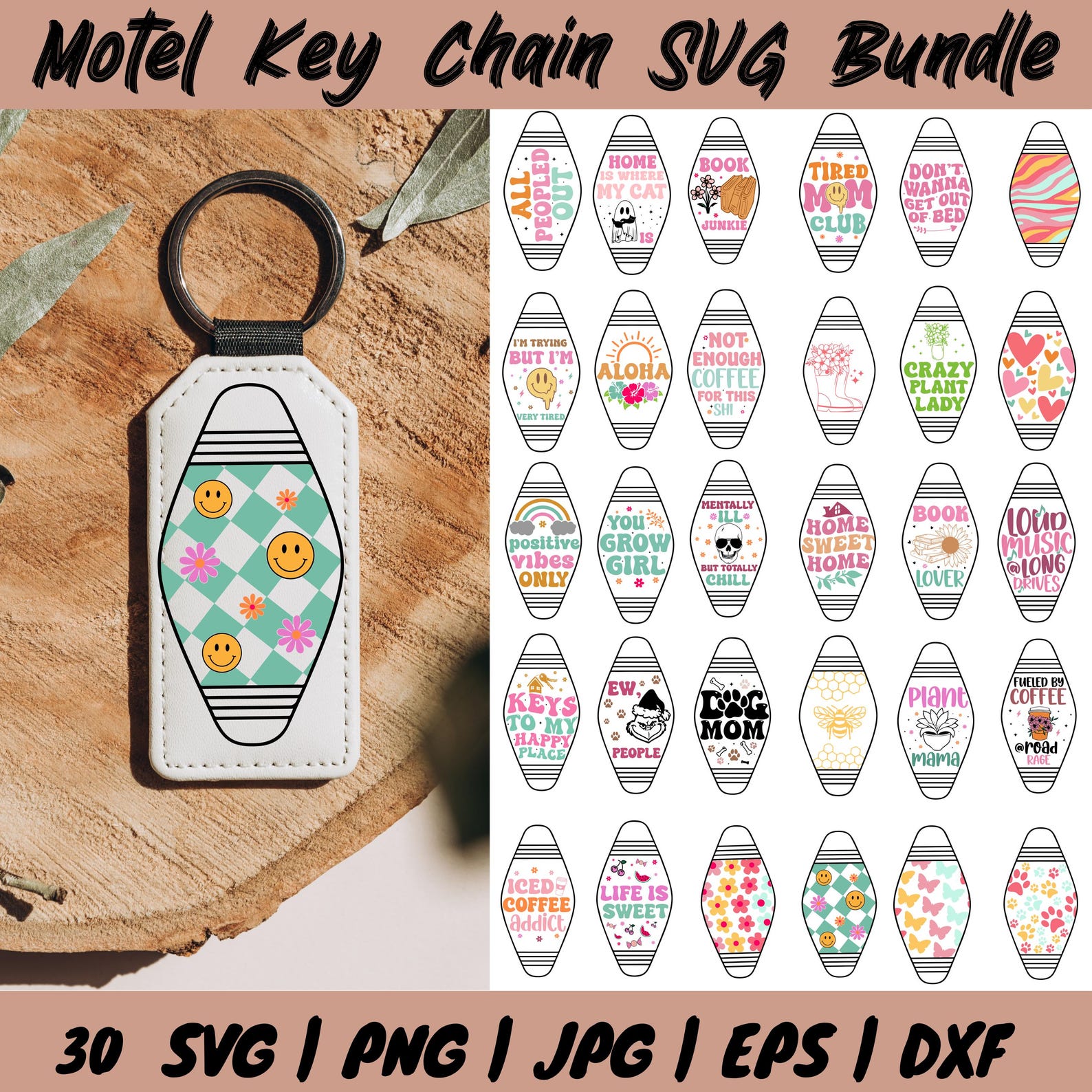 Retro Motel Keychain SVG Bundle, Keychain Quotes Svg, Hotel Keychain ...