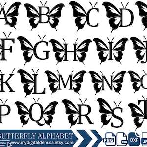 Pacote de Monograma de Borboleta Svg, Alfabeto de Monograma, Letra de Borboleta, Gráfico Svg, Monograma, Chaveiro Svg, Inicial do Nome, Arquivo de Corte para Cricut