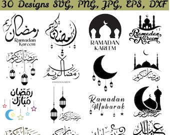 Ramadan Kareem Svg-paket, Ramadan Mubarak Svg, Ramadan-dekor Svg, Eid-kort Svg Ramadan Svg, Islamisk Svg, Eid Mubarak, Digitala Filer