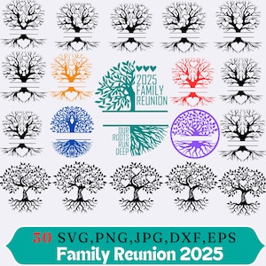 Stammbaum-Svg-Bundle 2-15 Mitglieder, Baum des Lebens svg, Familientreffen 2025 SVG, Baum des Lebens svg