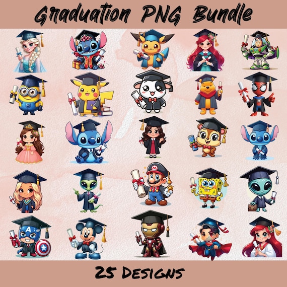 Graduation Cartoon PNG Bundle, Superhero Senior, Cartoon Graduation Bundle Png, Dabbing School, Cartoon Senior, Cute Cartoon, Commercial Use