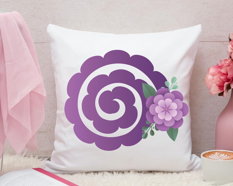 Rullade blommor Svg-paket, rullade pappersblommor, digital pappers Svg, bröllopsblomma Svg, 3D-blomma Svg, rullade blommor mall, klipp för Cricut bild 8