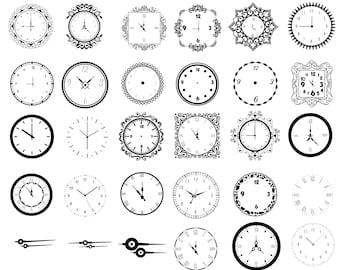 Lot de Svg cadran, chiffres romains, horloge, Svg horloge, clipart cadran horloge, modèle de cadran d'horloge, fichiers coupés, téléchargement immédiat