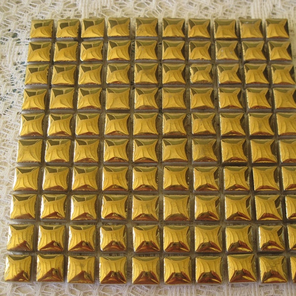Shiny Gold Glazed Ceramic Tiles for Mosaics 3/8 Inch Square Set of 100 Gold Ceramic Square Tiles