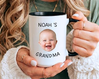 Personalized Baby Face Mug, Custom Baby Photo Mug For Grandma, Baby Face Coffee Cup, Grandma Birthday Gift, Grandma Photo Gift, Custom Mug