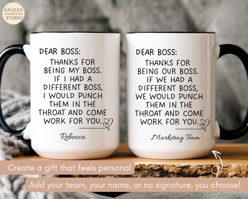 Funny Dear Boss Mug, Customizable Boss Appreciation Gift, Personalized ...