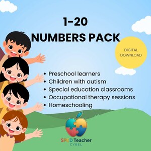 Numbers 1-20 Worksheets – Preschool Counting, Autism Math Printable (PDF)