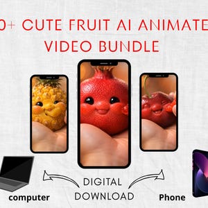 Pacchetto di 20 video ASMR con intelligenza artificiale / Pacchetto di video animati con intelligenza artificiale di frutta carina / Reel e cortometraggi virali / Video di cibo soddisfacente su TikTok / Download digitale