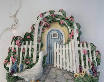 Vintage Goose Decor Summer Breeze Collection "The Visitor" Picket White Fence. Gemaakt in de VS: 6" x 7"