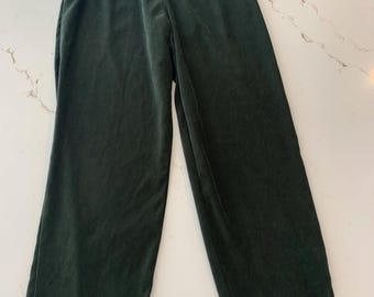 Vintage R&K Originals Faux Suede Pants: Dark Green Pull On Trousers (Size 14P)