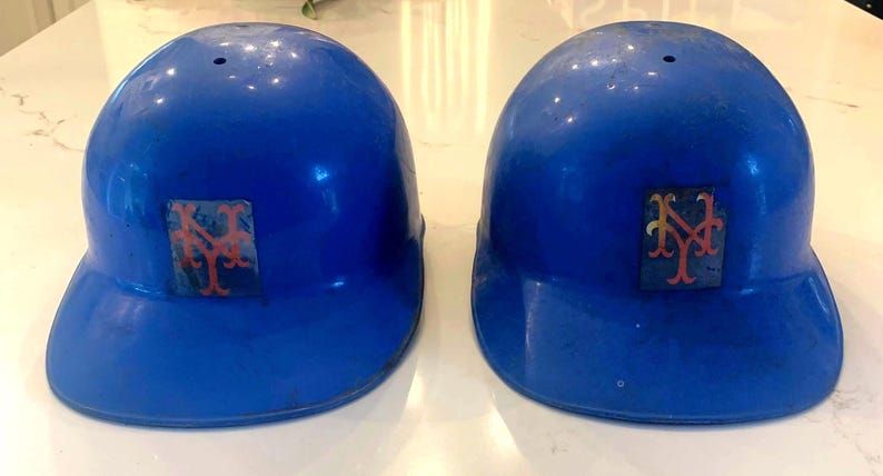 Vintage MLB New York Mets hard plastic honkbalhelmen NY Mets set van (2) afbeelding 1