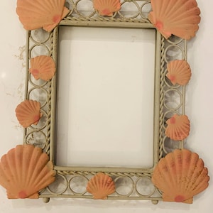 Coastal Accent Picture Frame Metal Scallop Shells Set Of (2) NO Glass (read).  10” x 8” fits 5” x 7”