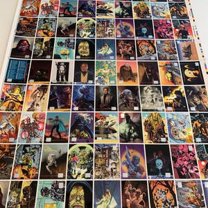 Hoja sin cortar de cartas coleccionables TOPPS de Star Wars Galaxy, vintage, 1994, 27 x 40 pulgadas. Coloridas, brillantes y sin defectos.