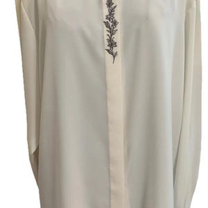 Blusa vintage bordada en marfil de los años 90 - Talla 24W para mujer - Koret con botones