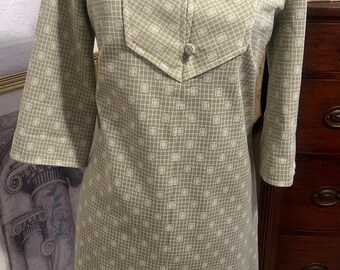 Vintage Glendale-jurk damesmaat medium olijfgroene jurk met geometrische print. Geen tags